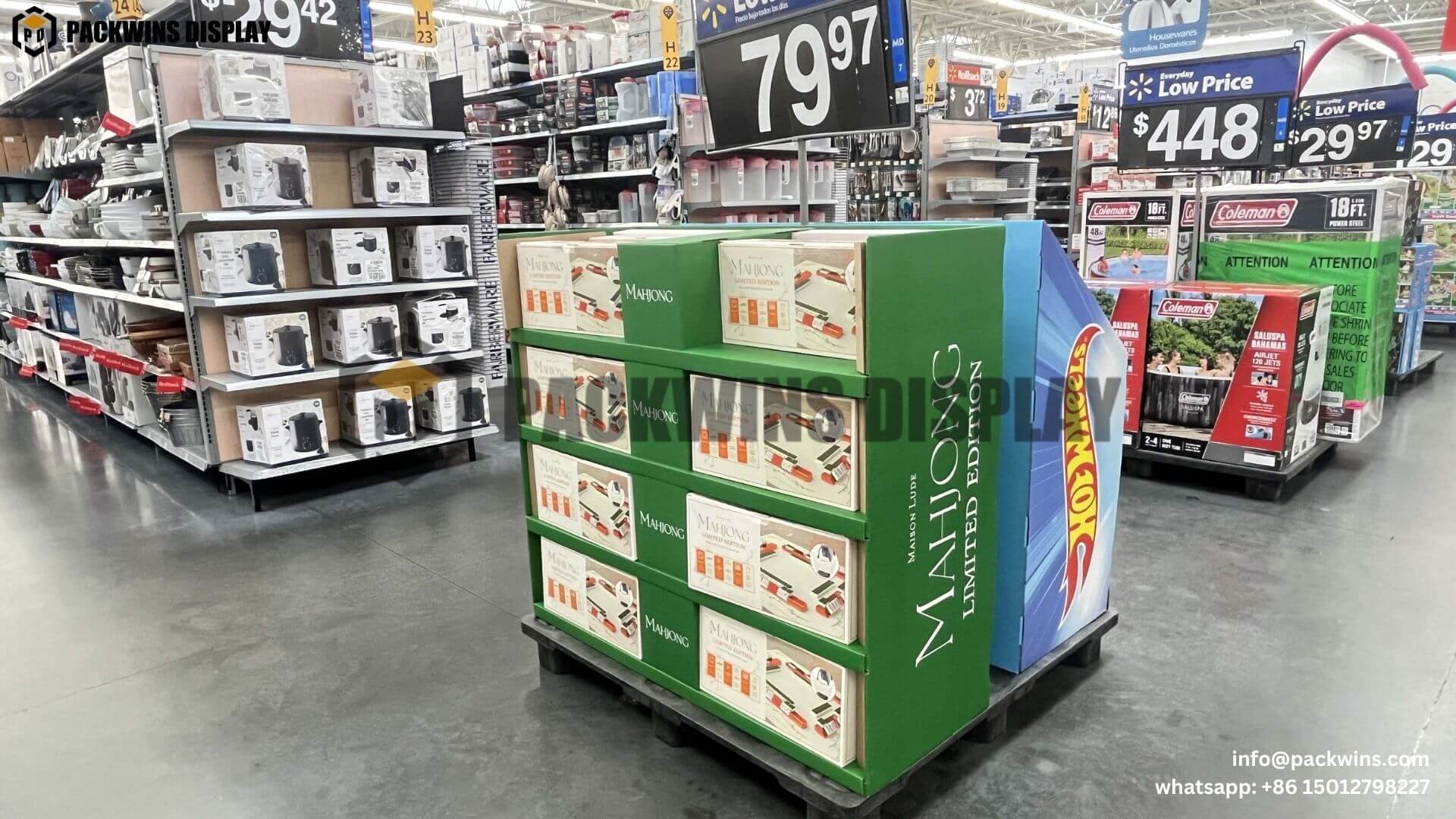 Permanent vs. Temporary Retail Displays Permanent display next to a temporary cardboard display in a retail store