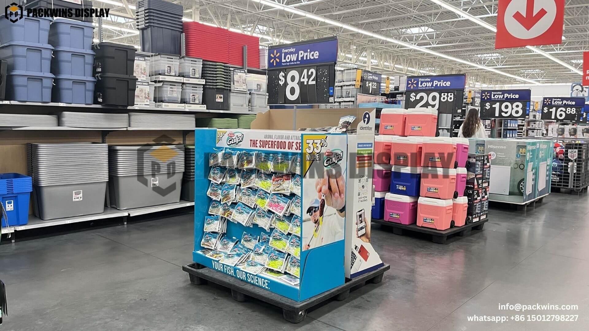 Industries for Temporary Displays Aisle in a supermarket with multiple temporary displays for different products
